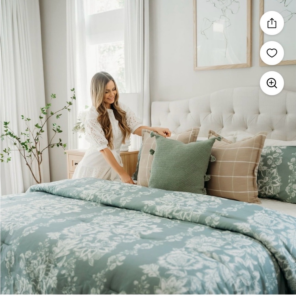 Farmhouse Green Floral Bedding my Texas House Caroline 3 piece toile Full Queen